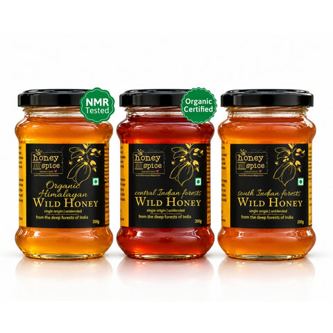 Wild Honey Combo (Pack of 3) - Himalayan, NMR Central Indian and South Indian Honey