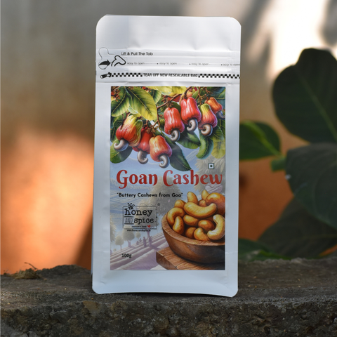 Goan Cashew 250g pack front view – Rich and buttery cashews from Goa.