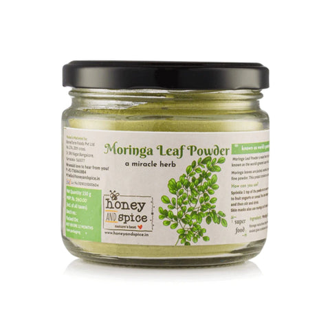Moringa Leaf Powder in glass jar 150g