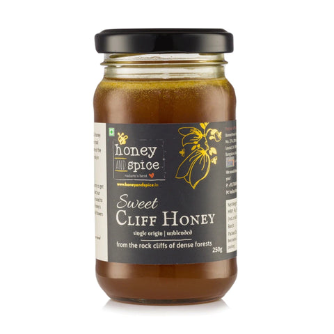 Sweet Cliff Honey 250g jar – raw, unblended honey from rock cliffs of dense Indian forests