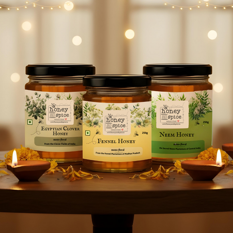 Golden Reserve Honey Combo - Diwali Edition (Pack of 3 Monofloral Honey - 3 x 250 gms)