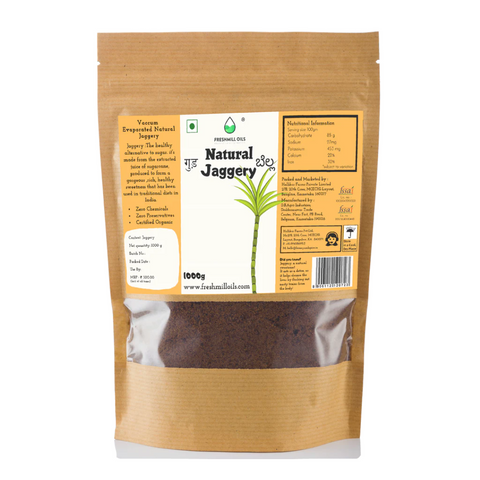 Jaggery Powder pouch angled view – highlighting clean packaging and branding