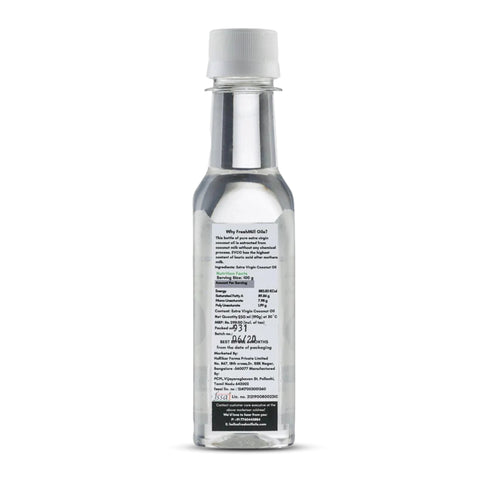 Virgin Coconut Oil bottle with nutritional values and ingredients