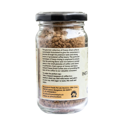Hazelnut Instant Coffee back label – usage instructions and benefits
