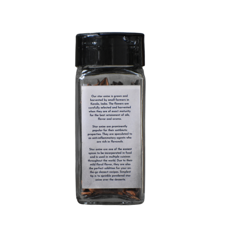 Back view of Star Anise spice bottle detailing flavor profile and uses