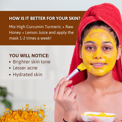 Turmeric face pack benefits – glowing skin and acne control using Honey and Spice Turmeric Powder