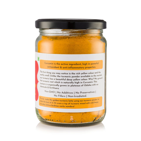Turmeric jar front and side view