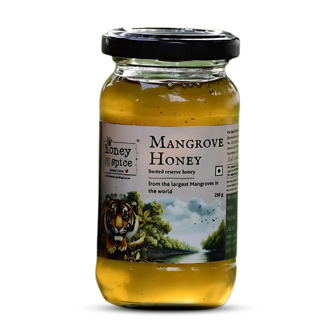 Mangrove Honey jar 250g with forest reflection