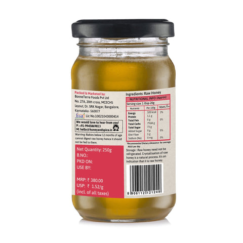 Back side of Lychee Honey Jar 250 g