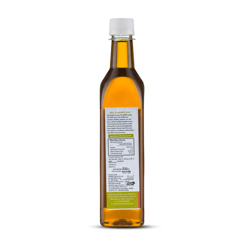 Back side view of Cold Pressed Mustard oil bottle of 500 ml