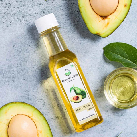 Avocado oil bottle 200 ml with Avocado fruit or oil