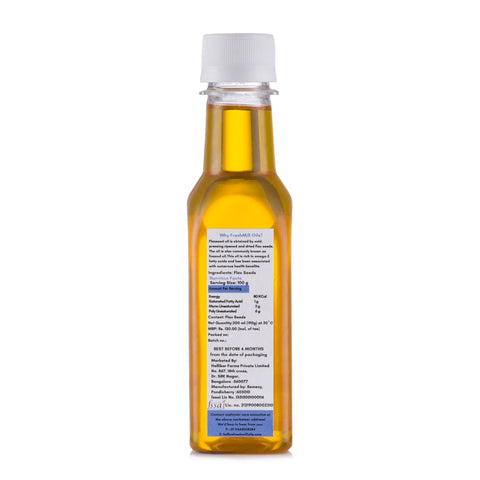 Back side view of Flax seed oil bottle of 200ml