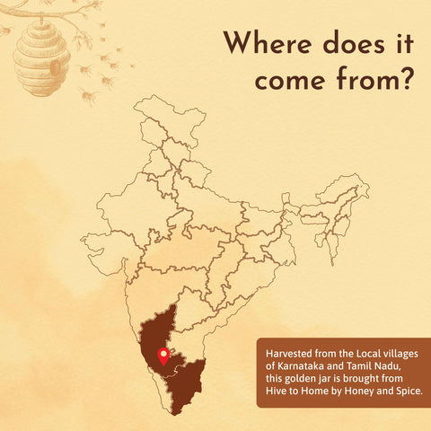 Source of Local Forest Honey – harvested from Indian forests by Local villages