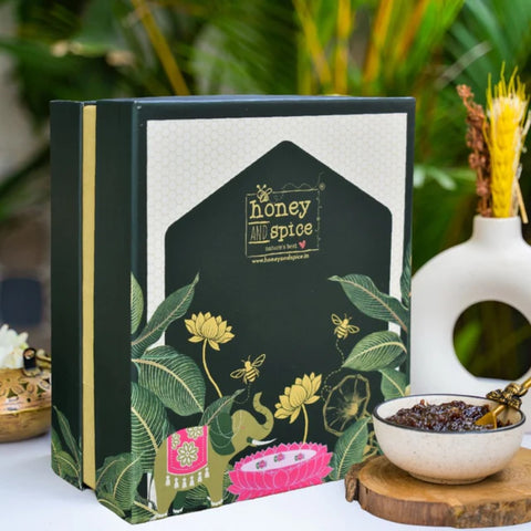 Gift box with floral design, perfect for festive or corporate gifting.