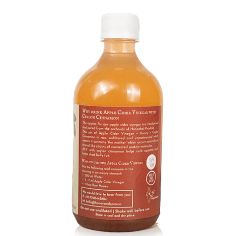 Back label of Apple Cider Vinegar – usage instructions and health benefits clearly shown