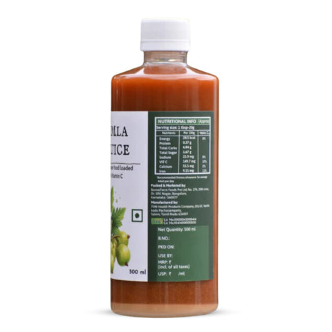 Back side view of Amla Juice bottle 500ml