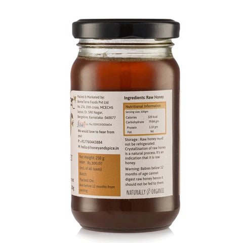 Side view of Ginger Honey jar of 250 g