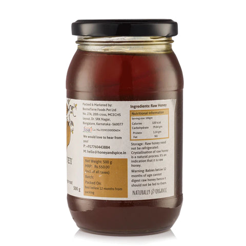 Side view of Ginger Honey jar of 500 g