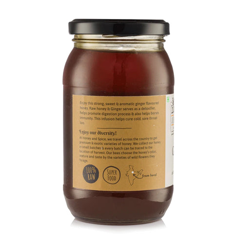 Back view of Ginger Honey jar of 500 g