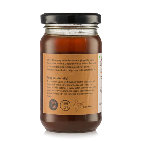 Back view of Ginger Honey jar of 250 g