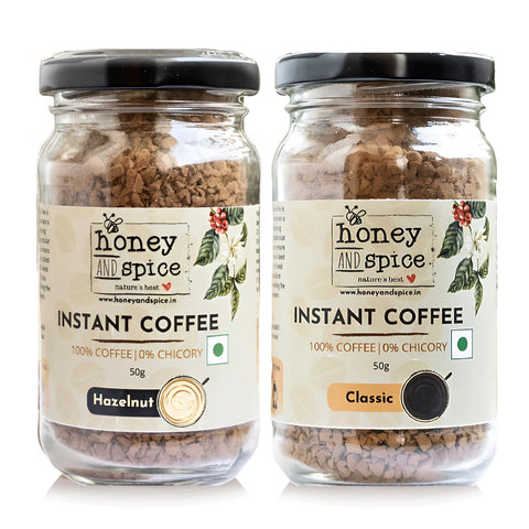 Combo of Hazelnut and Classic Instant Coffee jar of 50 g