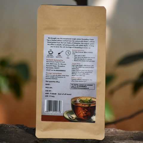 Back view of Darjeeling Green Tea pack