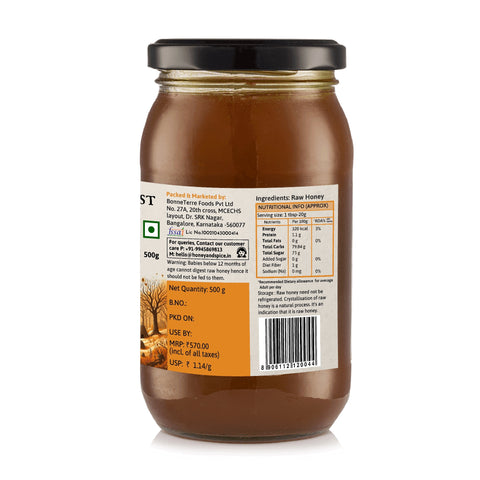 Local Forest Honey label with ingredients and nutritional information
