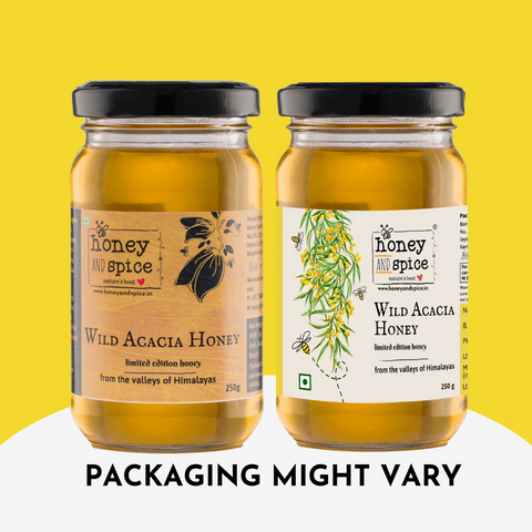Wild Acacia Honey jars showing different packaging styles – Honey and Spice