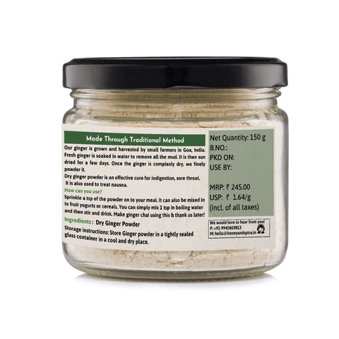 Back side view of Dry Ginger Powder jar of 150g