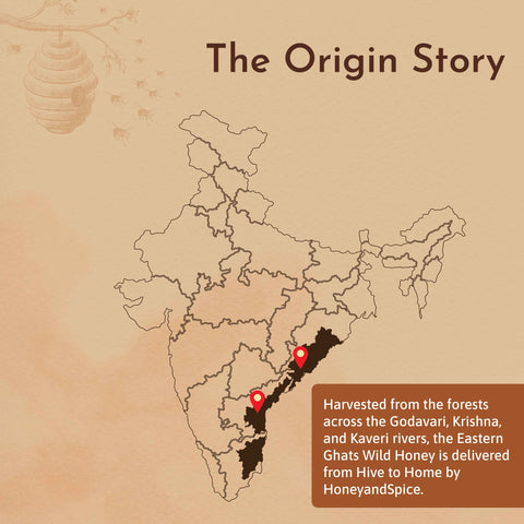 Map showing origin of Wild Honey from Eastern Ghats forests in India