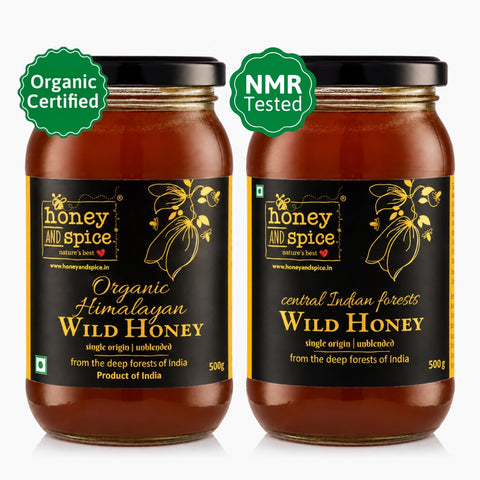 Organic Himalayan Wild Honey (500gm) & NMR Central Indian Wild Honey (500gm) Combo