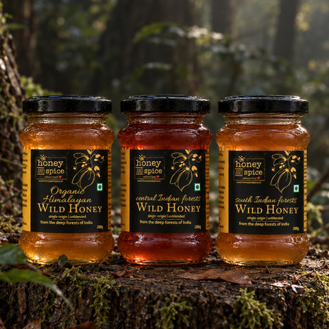 Wild Honey Combo (Pack of 3) - Himalayan, Central Indian and South Indian Honey