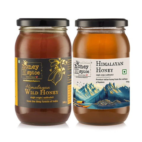 Himalayan Wild Honey(500 gm) & Kashmiri Himalayan Honey(500gm) Combo