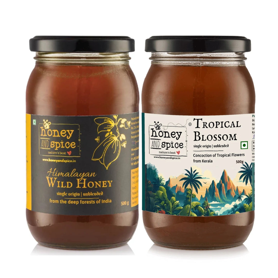 Himalayan Wild Honey(500 gms) & Tropical Blossom Honey(500 gms