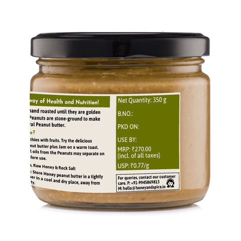 Side view of Honey Peanut Butter jar 350 g