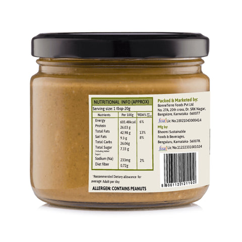 Honey Peanut Butter back label – detailed nutritional facts, ingredients, and product barcode