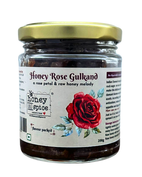 Honey Rose Gulkand jar front – pure, handcrafted gulkand made with damask rose petals and forest honey
