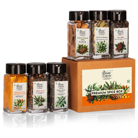 Complete Premium Spice Box set with 6 spice jars and box
