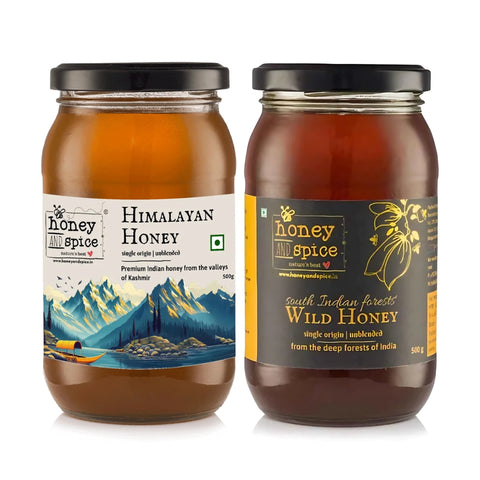 Kashmiri Himalayan Honey(500 gms) & South Indian Wild Honey(500 gms)