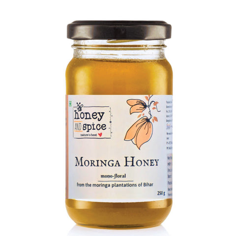 Moringa Honey 250g front view – pure monofloral honey from Bihar plantations
