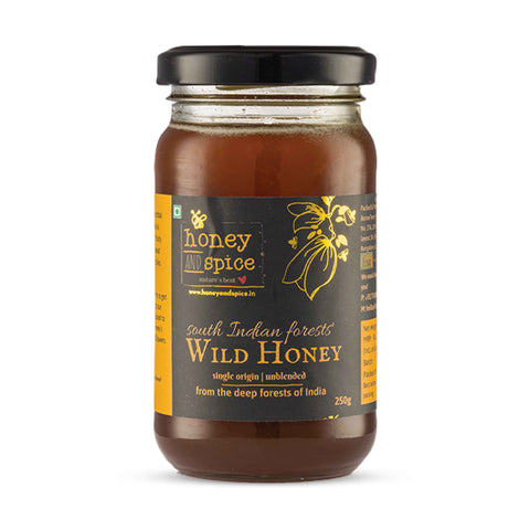 Front close-up of Wild Honey jar with South Indian forest label