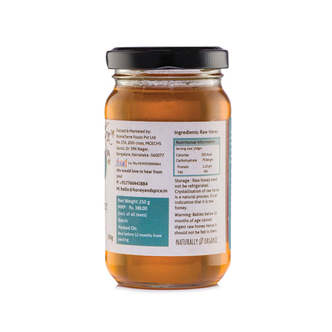 Back Label of Sulai Honey Jar – Nutritional Info and Product Details
