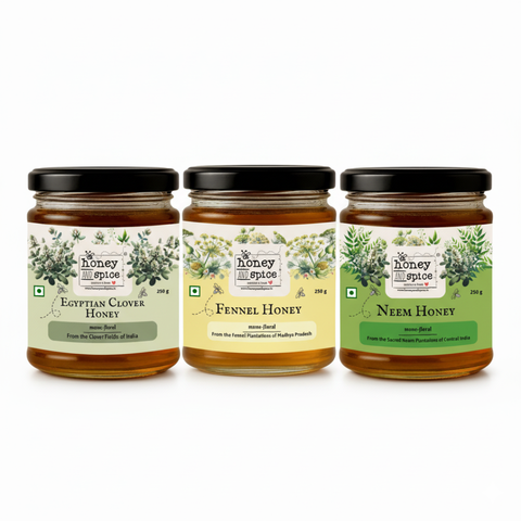 Golden Reserve Honey Combo - Diwali Edition (Pack of 3 Monofloral Honey - 3 x 250 gms)