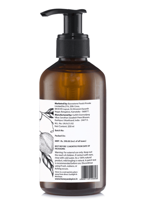 Back view of Honey and Lemon face cleanser 200ml pump bottle