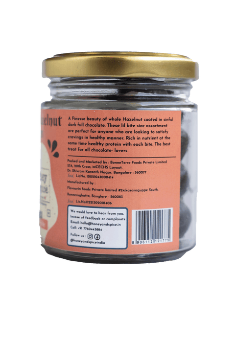 Back label of Choco hazelnut pops 100g jar