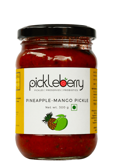 Front view of Pickleberry Pineapple-Mango Pickle jar 300 g