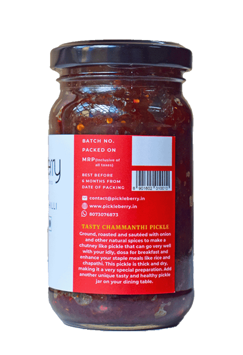 Roasted Red Chilli Pickle jar – Nutrition facts, barcode and product info label
