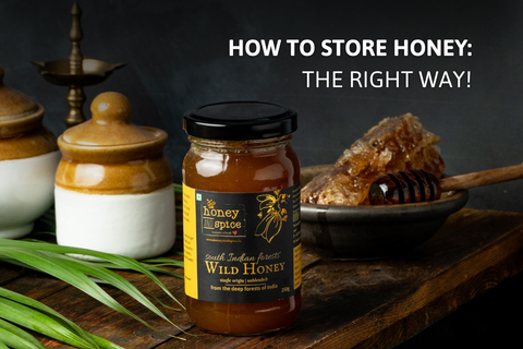 Himalayan wild honey from honey and spice beside a honey comb