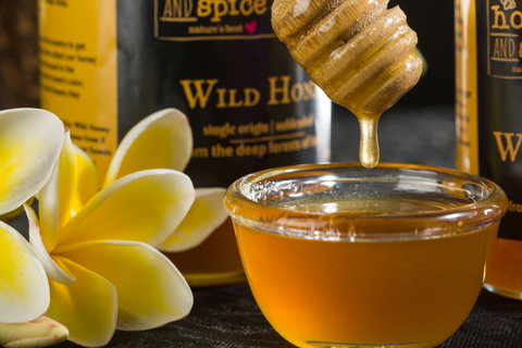 honey from honey and spice in a glass bowl