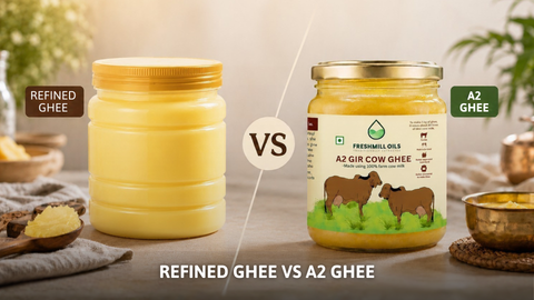 Comparison of industrial commercial ghee vs traditional Bilona A2 ghee processing
